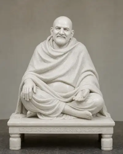 Makrana White Marble Neem Karoli Baba on Takhat 48in
