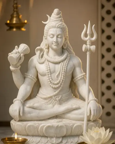 Handcrafted Makrana White Marble Pashupatinath Shiva, 30in