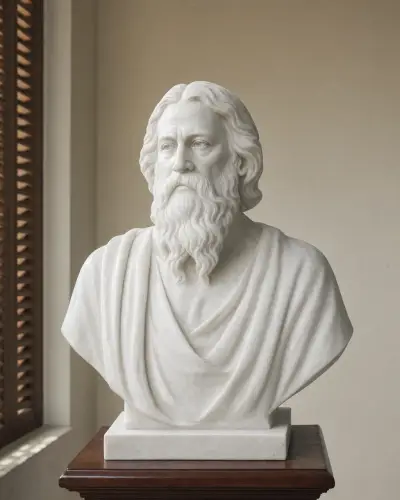 Rabindranath Tagore Marble Bust Statue 24in in Makrana White