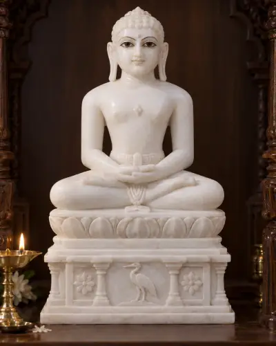 Makrana White Marble Sumatinath Murti, 11in