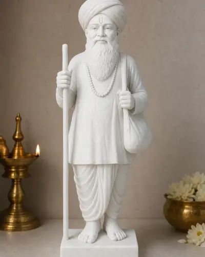 Marble Dust Jalaram Bapa Compact Murti 8in