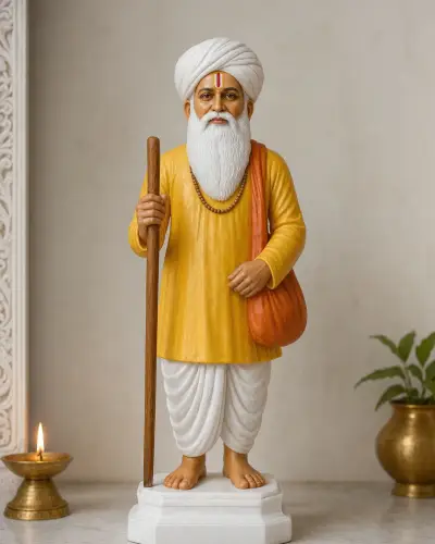 Hand-Painted Marble Dust Jalaram Bapa Murti 12in