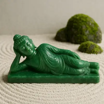 Handcrafted Imperial Jade Buddha Statue – Reclining (Parinirvana), 6in