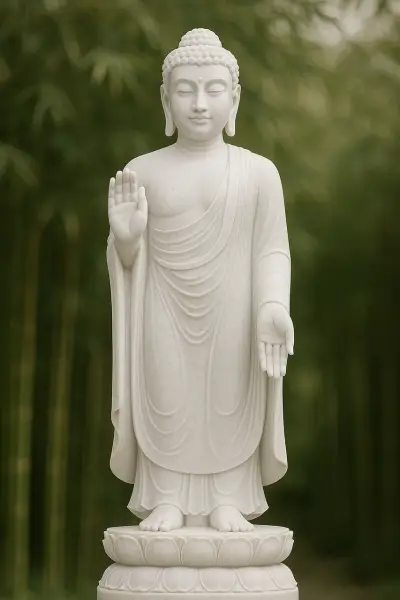 Vietnam White Marble Buddha Statue – Blessing & Gift-Giving, 5ft