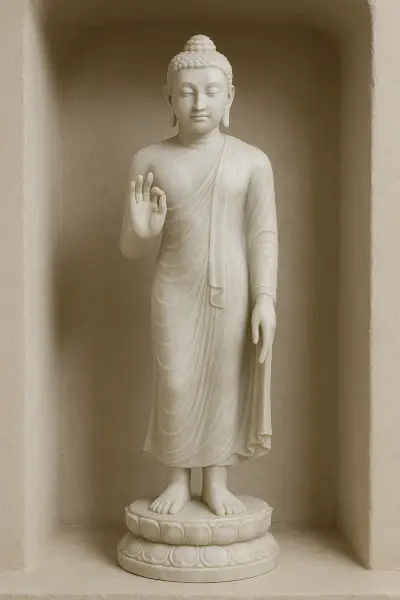 Handcrafted Sagyin White Marble Buddha Statue – Teaching, 2ft