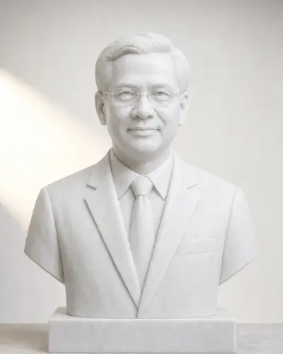 Marble Bust Statue of a Founder in a Suit 24in