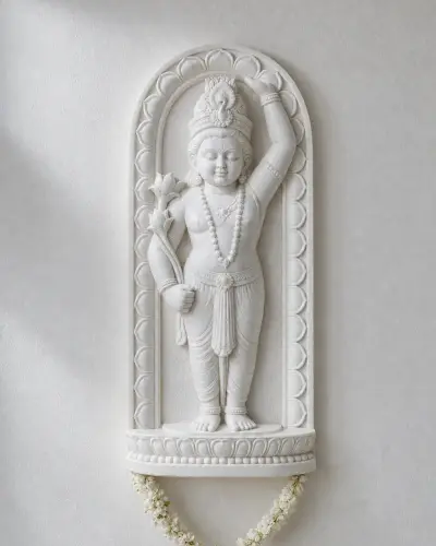 White Marble Shrinathji Wall Panel, 30 in